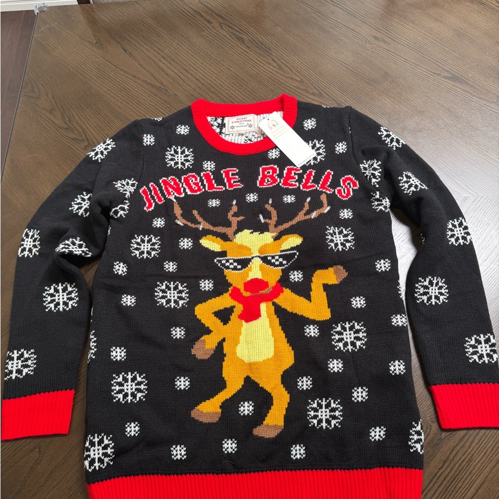 Festive Reindeer Sweater - Black and Red